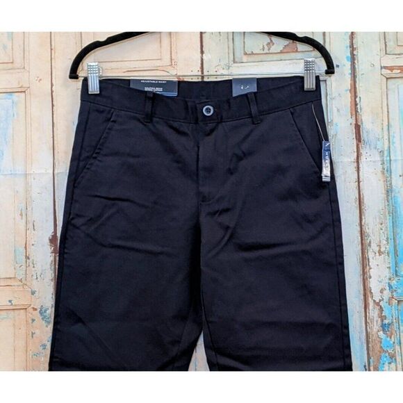 Nautica Boys Size 12 Husky Navy Adjustable Waist Flat Front Straight Pants - Picture 4 of 12